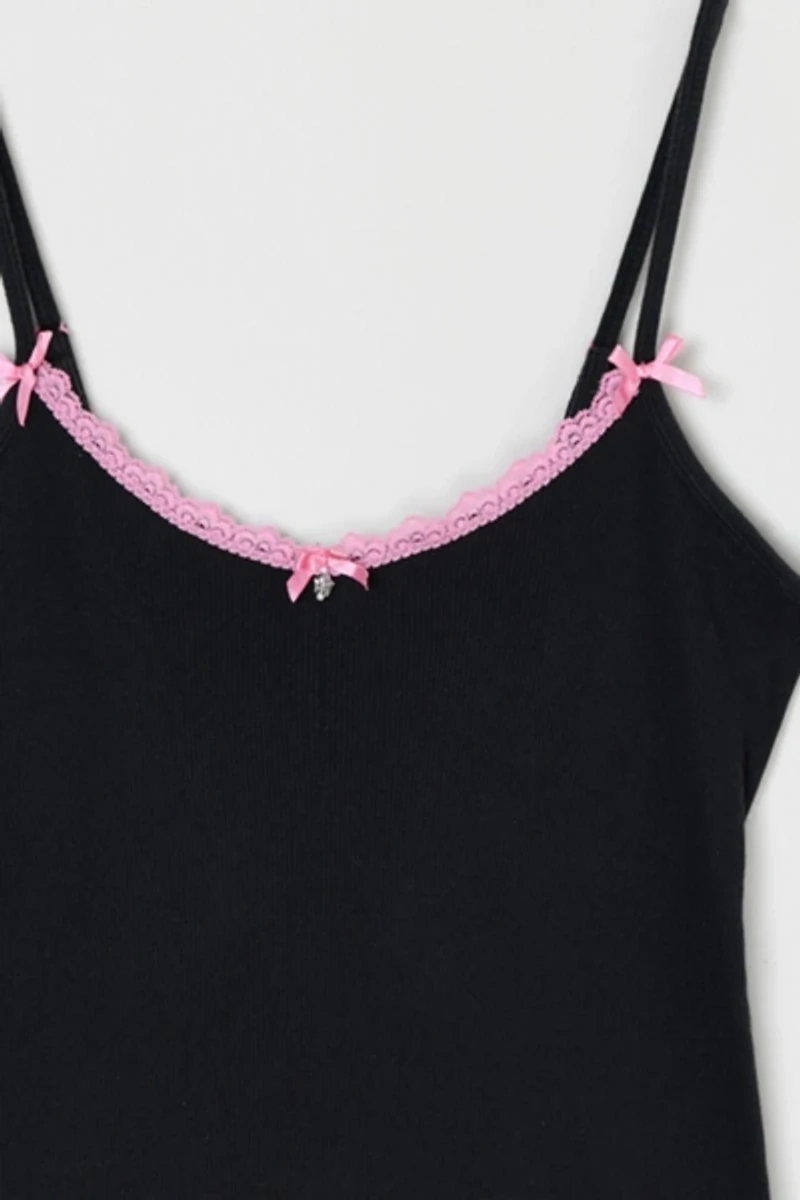 Vintage Y2k Black & Pink Lacy Mini Dress