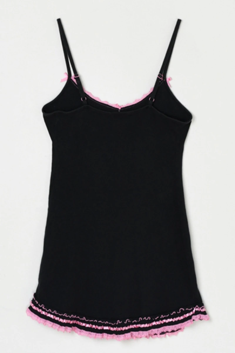 Vintage Y2k Black & Pink Lacy Mini Dress
