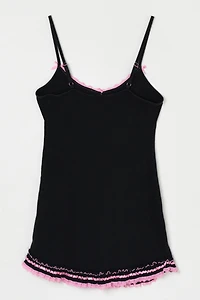 Vintage Y2k Black & Pink Lacy Mini Dress