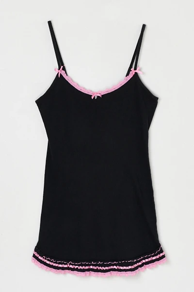 Vintage Y2k Black & Pink Lacy Mini Dress