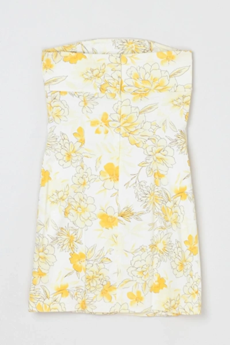 Vintage Y2k Strapless Printed Mini Dress with Tie