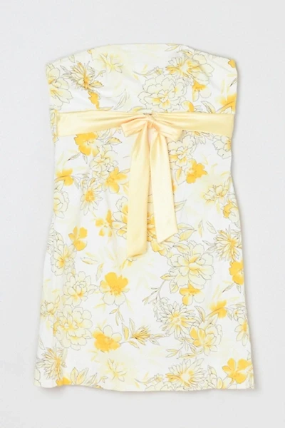 Vintage Y2k Strapless Printed Mini Dress with Tie
