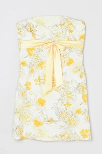 Vintage Y2k Strapless Printed Mini Dress with Tie