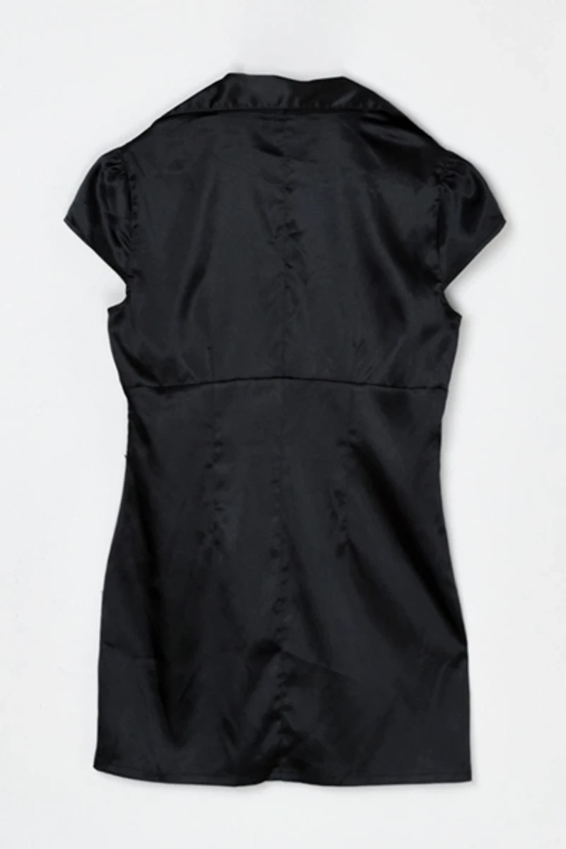 Vintage Y2k Ruched Black Satin Top