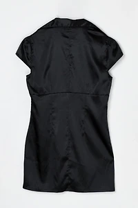 Vintage Y2k Ruched Black Satin Top