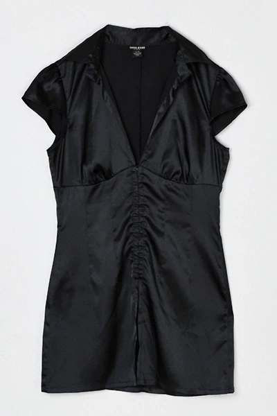 Vintage Y2k Ruched Black Satin Top