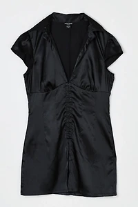 Vintage Y2k Ruched Black Satin Top