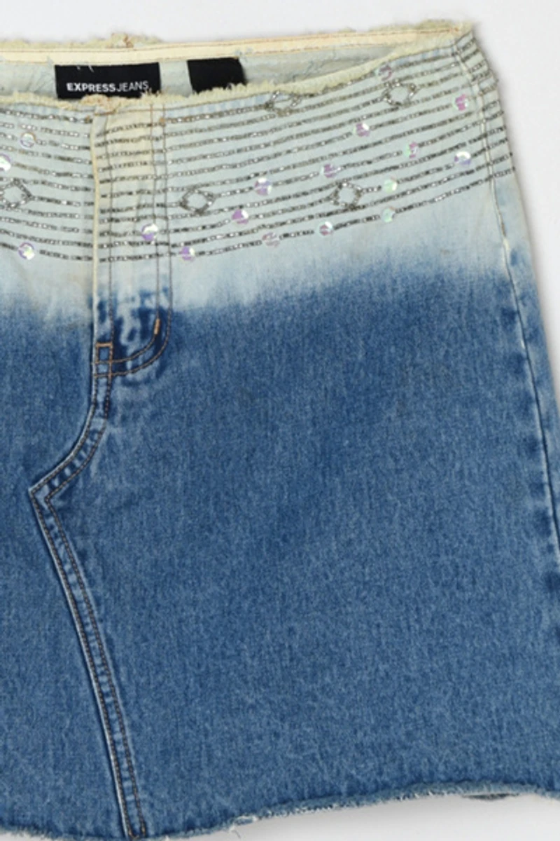 Vintage Y2k Beaded Denim Mini Skirt