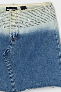 Vintage Y2k Beaded Denim Mini Skirt
