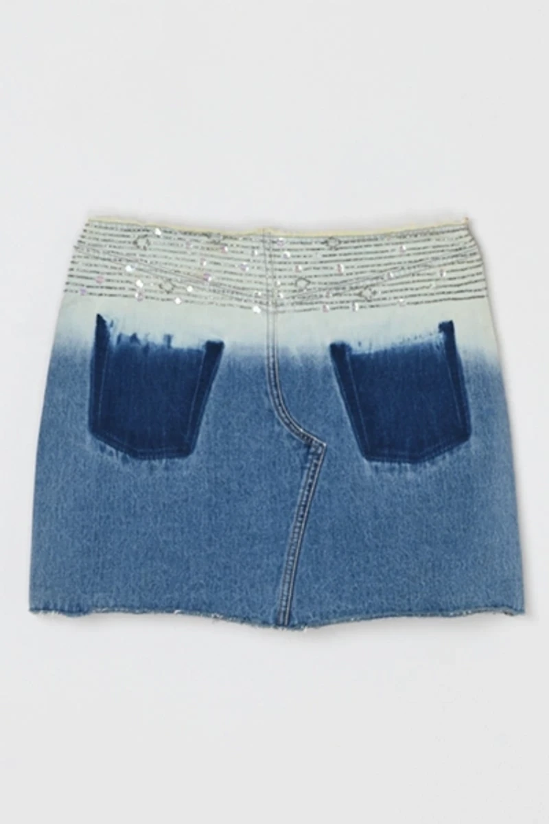 Vintage Y2k Beaded Denim Mini Skirt