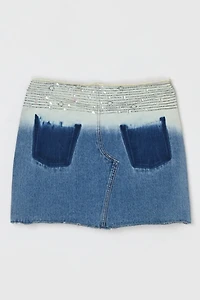 Vintage Y2k Beaded Denim Mini Skirt