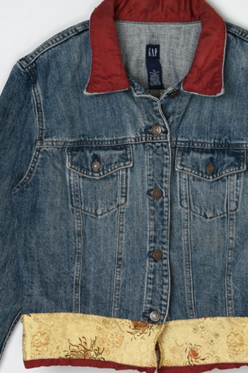 Vintage 90s Tapestry-Edged Denim Jacket