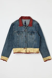 Vintage 90s Tapestry-Edged Denim Jacket
