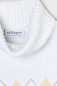 Vintage Y2k Argyle Knit Turtleneck Sweater