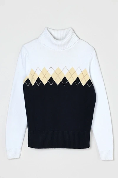 Vintage Y2k Argyle Knit Turtleneck Sweater