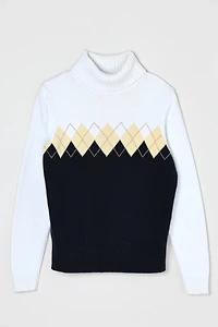 Vintage Y2k Argyle Knit Turtleneck Sweater