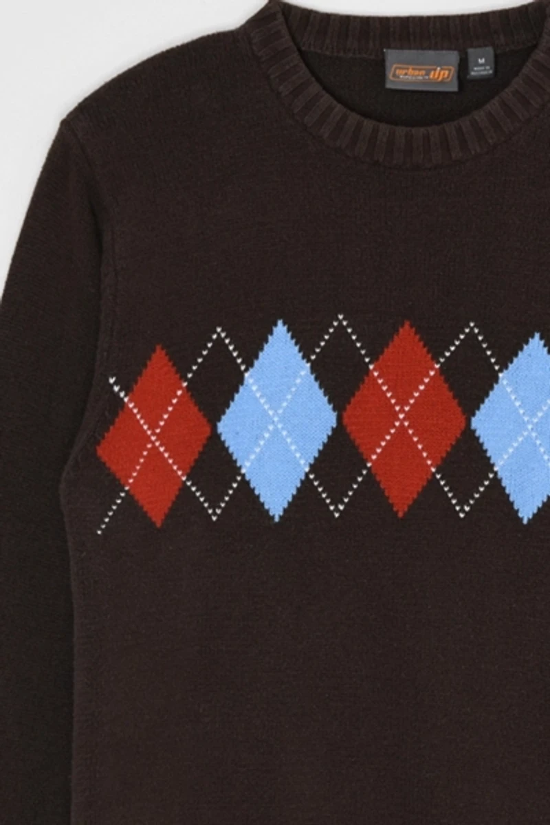 Vintage Y2k Dark Brown Argyle Sweater