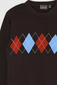 Vintage Y2k Dark Brown Argyle Sweater