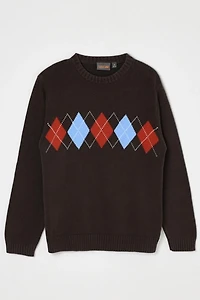 Vintage Y2k Dark Brown Argyle Sweater