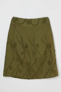 Vintage 90s Dark Green Textured Midi Skirt