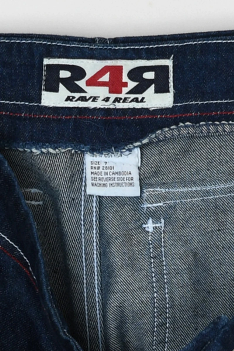 Vintage Y2k Dark Wash Contrast Stitched Cargo Rave Jeans