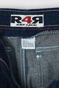 Vintage Y2k Dark Wash Contrast Stitched Cargo Rave Jeans