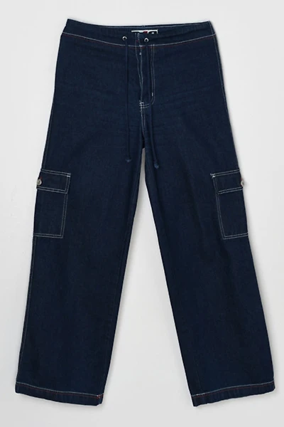 Vintage Y2k Dark Wash Contrast Stitched Cargo Rave Jeans