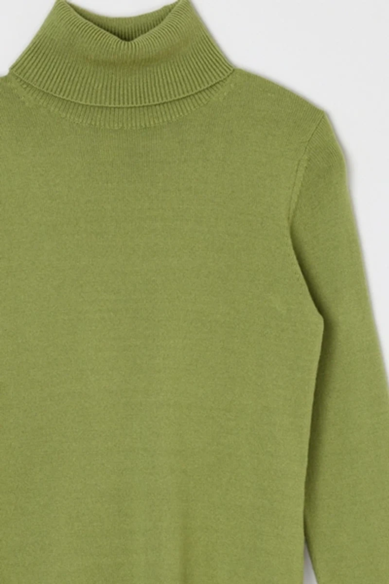 Vintage Y2k Light Green Merino Turtleneck Sweater