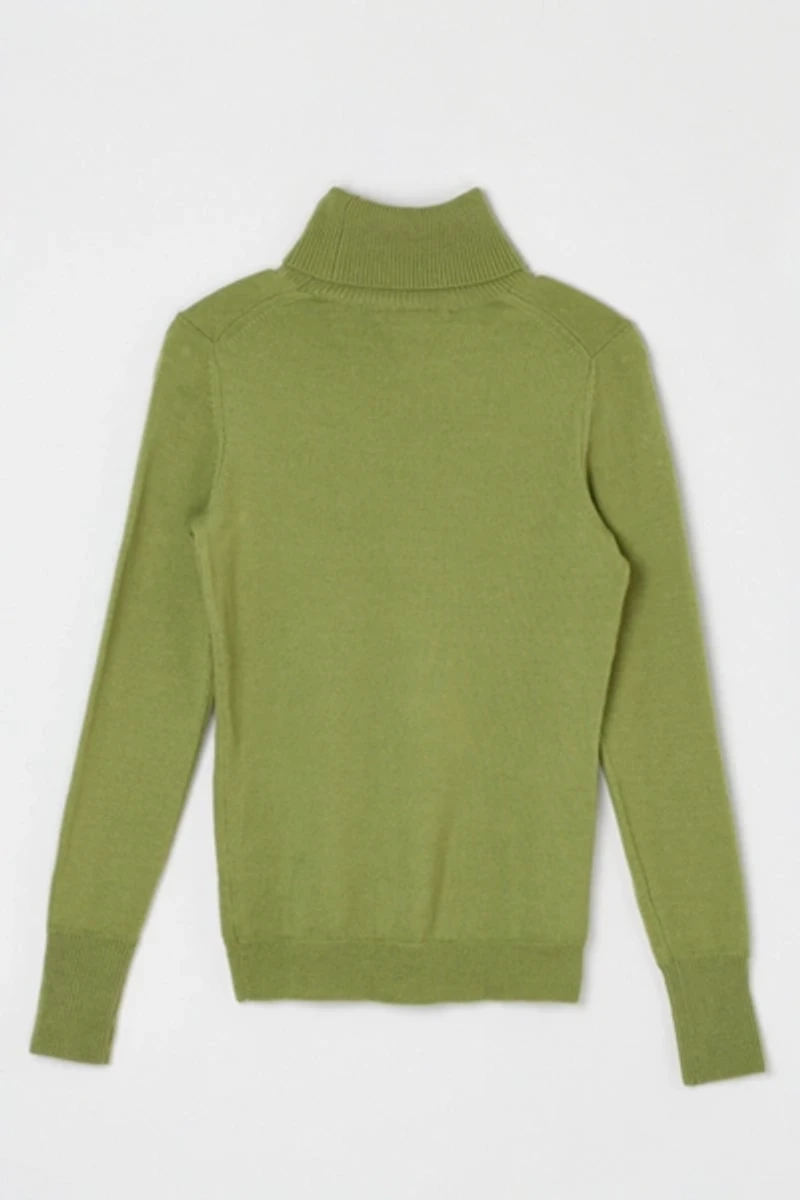 Vintage Y2k Light Green Merino Turtleneck Sweater