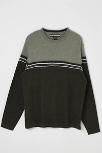Vintage Y2k Olive & Moss Striped Fleece Sweatshirt