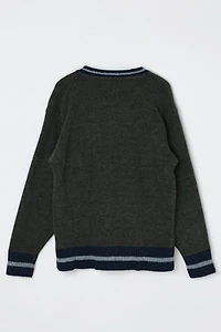 Vintage 90s Dark Green V-Neck Fleece Sweater