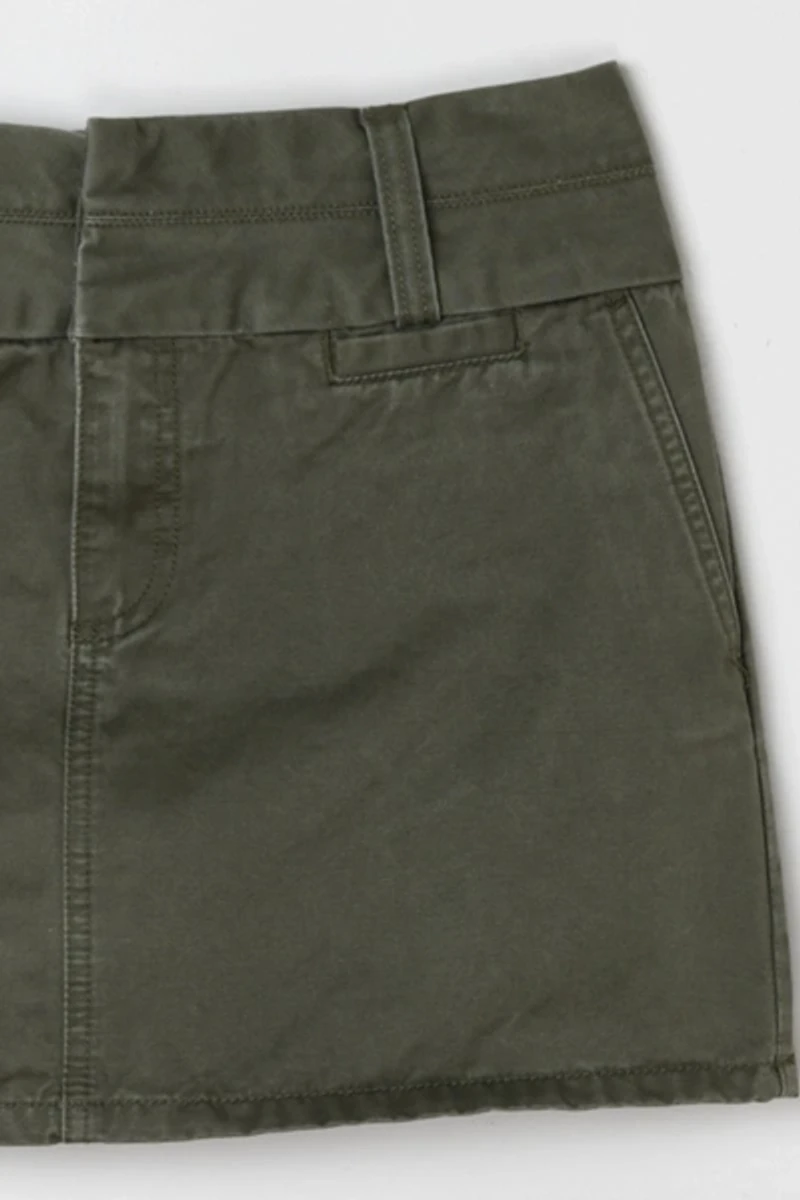 Vintage Y2k Dark Green Twill Mini Skirt