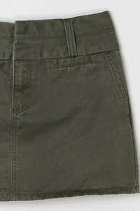 Vintage Y2k Dark Green Twill Mini Skirt