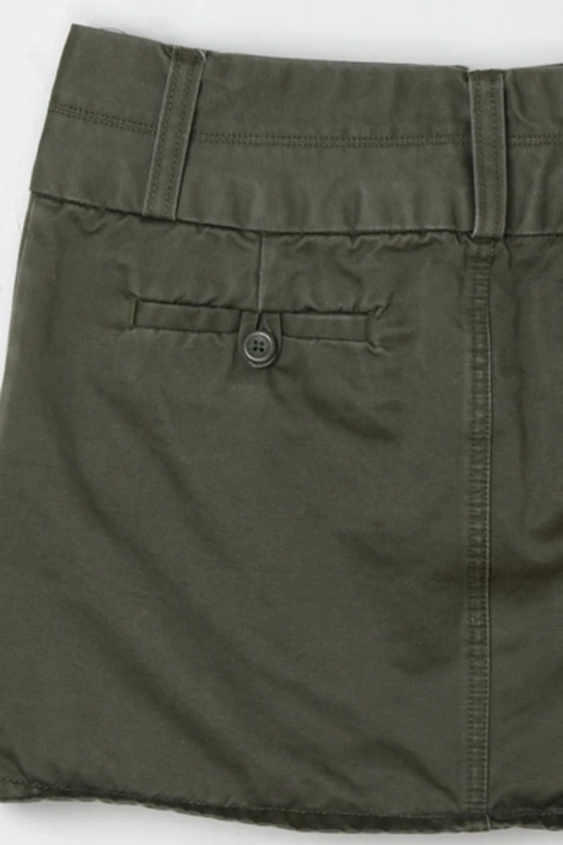 Vintage Y2k Dark Green Twill Mini Skirt
