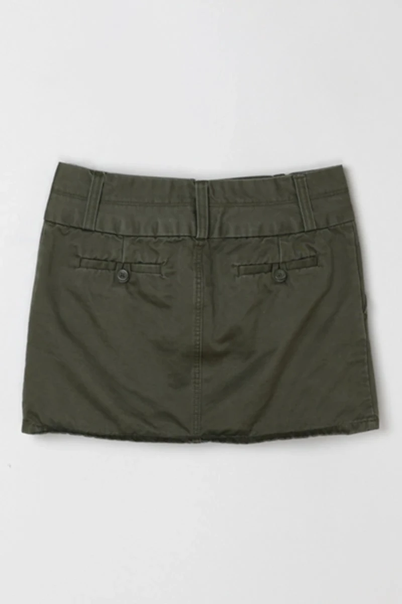 Vintage Y2k Dark Green Twill Mini Skirt