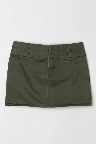 Vintage Y2k Dark Green Twill Mini Skirt