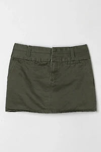 Vintage Y2k Dark Green Twill Mini Skirt