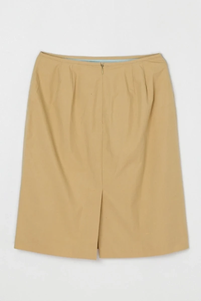 Vintage Y2k Khaki Midi Skirt with Flower Cutouts