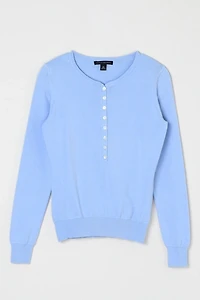 Vintage Y2k Buttoned Sky-Blue Light Sweater