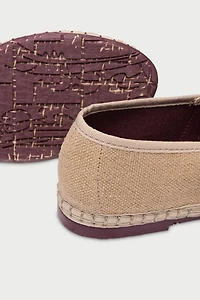 Flabelus Double Strap Linen Mary Jane Flat