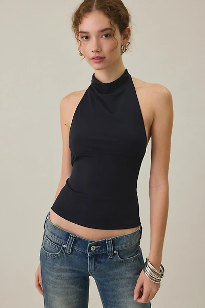 UO The Moment Backless High Cowl Neck Halter Top