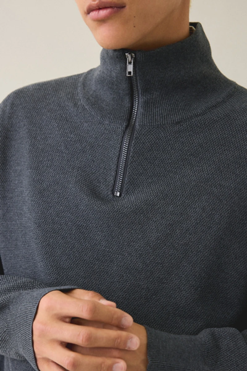 UO Textured Wool-Blend Knit Quarter-Zip Sweater