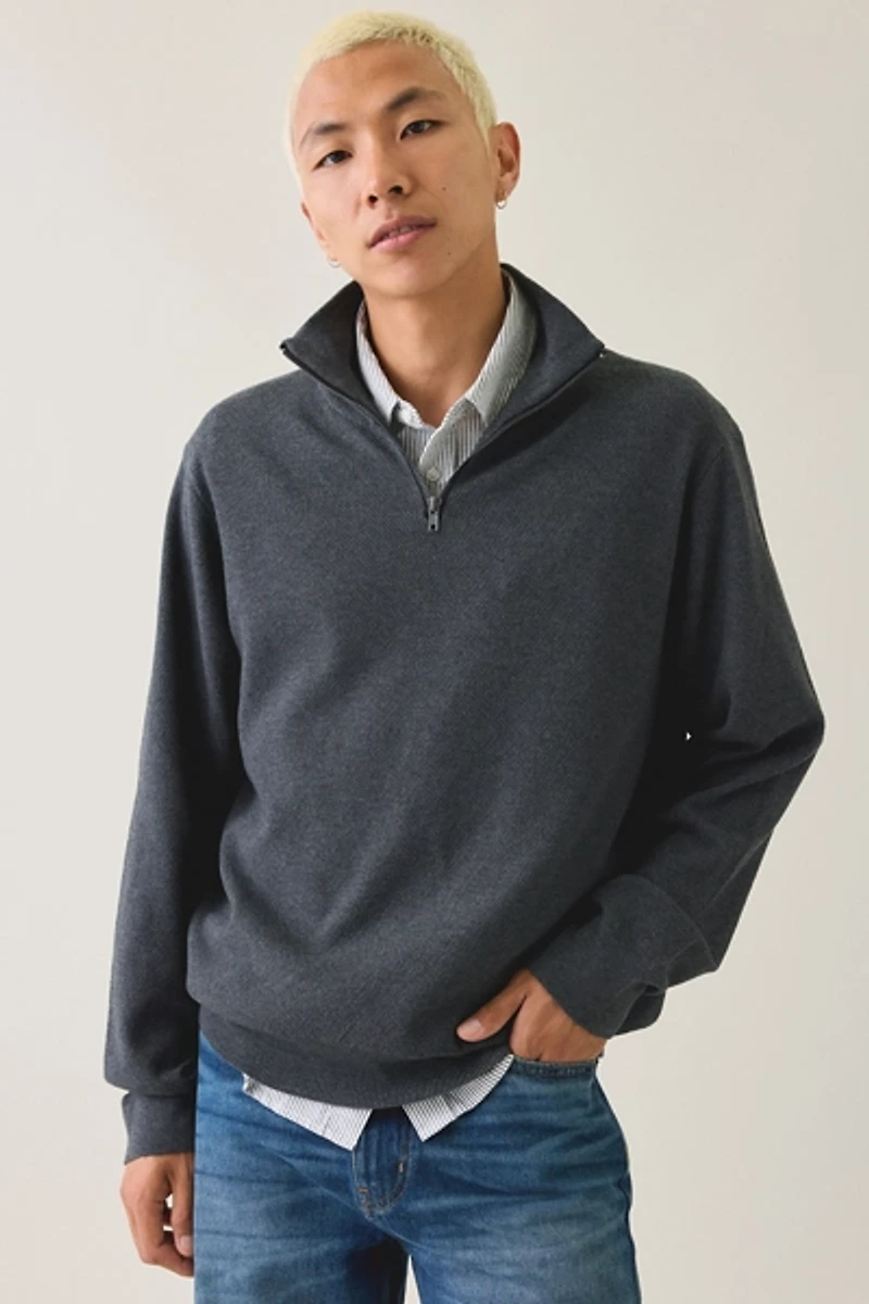 UO Textured Wool-Blend Knit Quarter-Zip Sweater