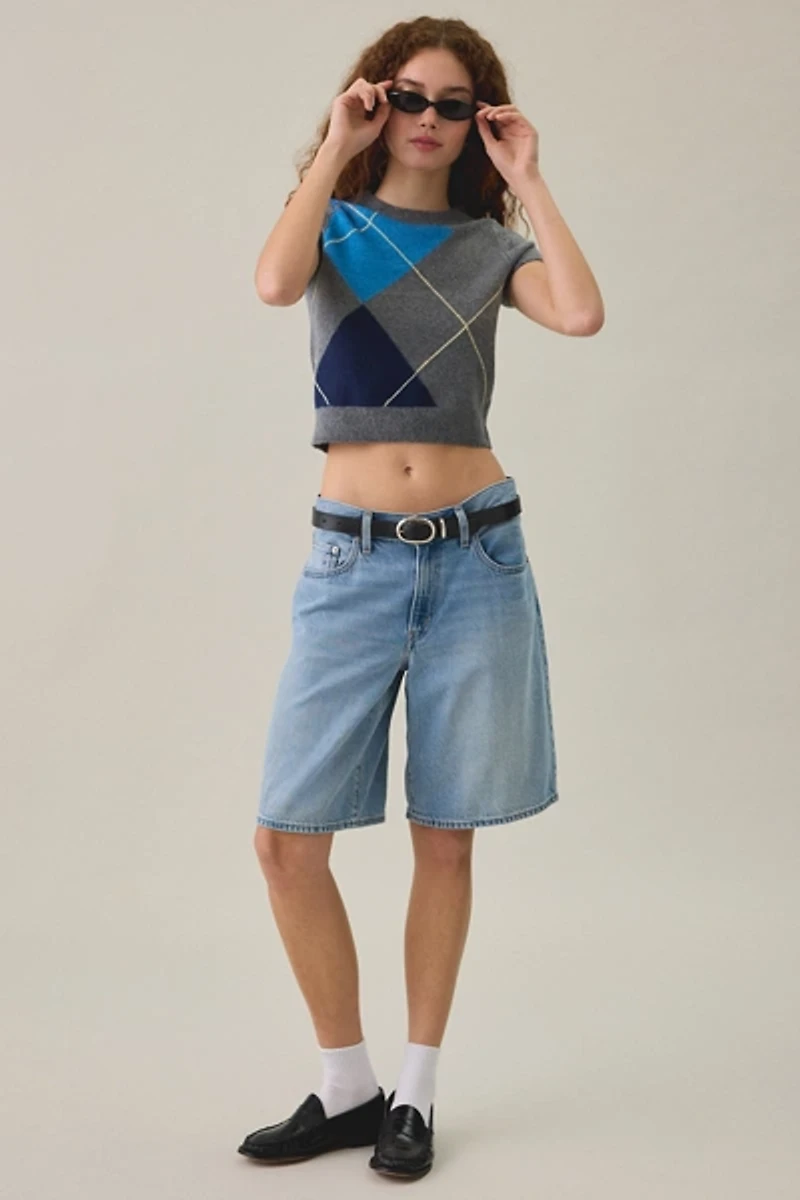 BDG So Soft Argyle Short Sleeve Sweater