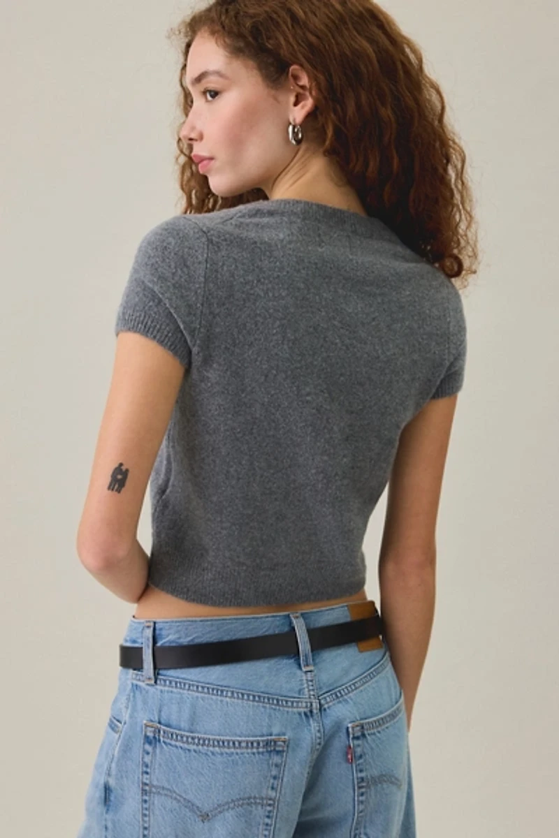 BDG So Soft Argyle Short Sleeve Sweater