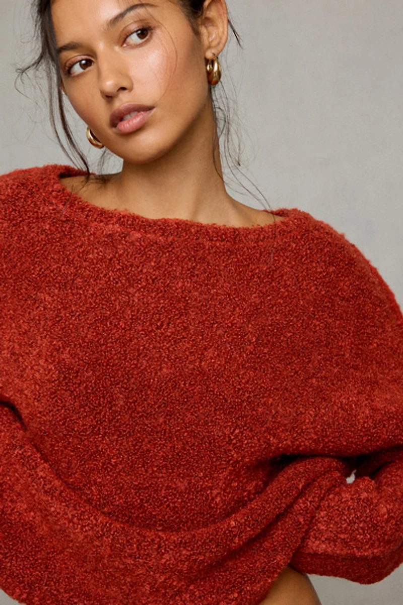 BDG Nola Boucle Oversized Boatneck Sweater