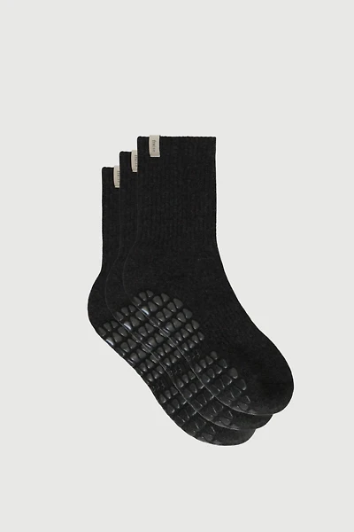 Fraise Graphite Set of 3 Pilates Grip Socks