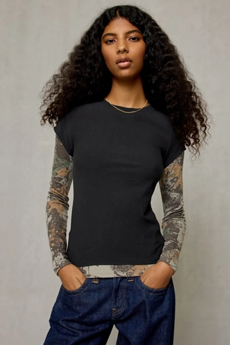 BDG Double Layer Long Sleeve Spill The Tee