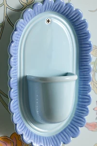 Scalloped Flower Bouquet Ceramic Wall Vase