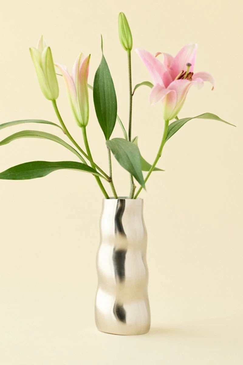 Waves Sculpted Aluminum Vase